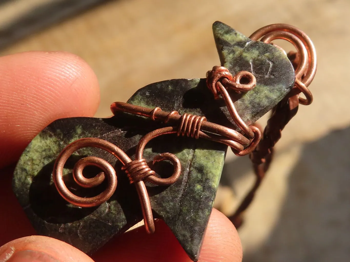 Polished  Copper Wire Wrapped Soapstone Eagle Pendants x 6 From Zimbabwe