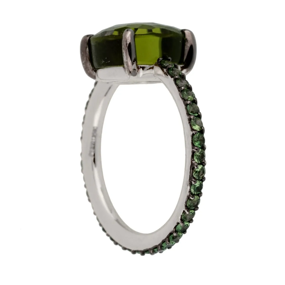 Pomellato 3.5 Carat Peridot Tsavorite Garnet White Gold Cocktail Ring Sz 6.25