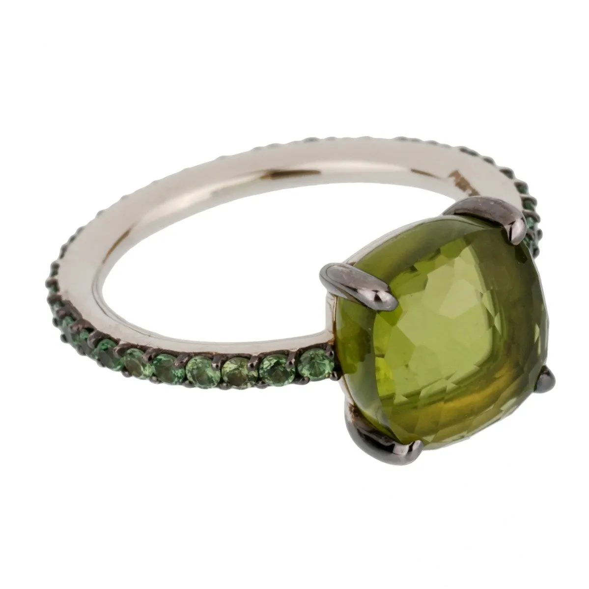 Pomellato 3.5 Carat Peridot Tsavorite Garnet White Gold Cocktail Ring Sz 6.25