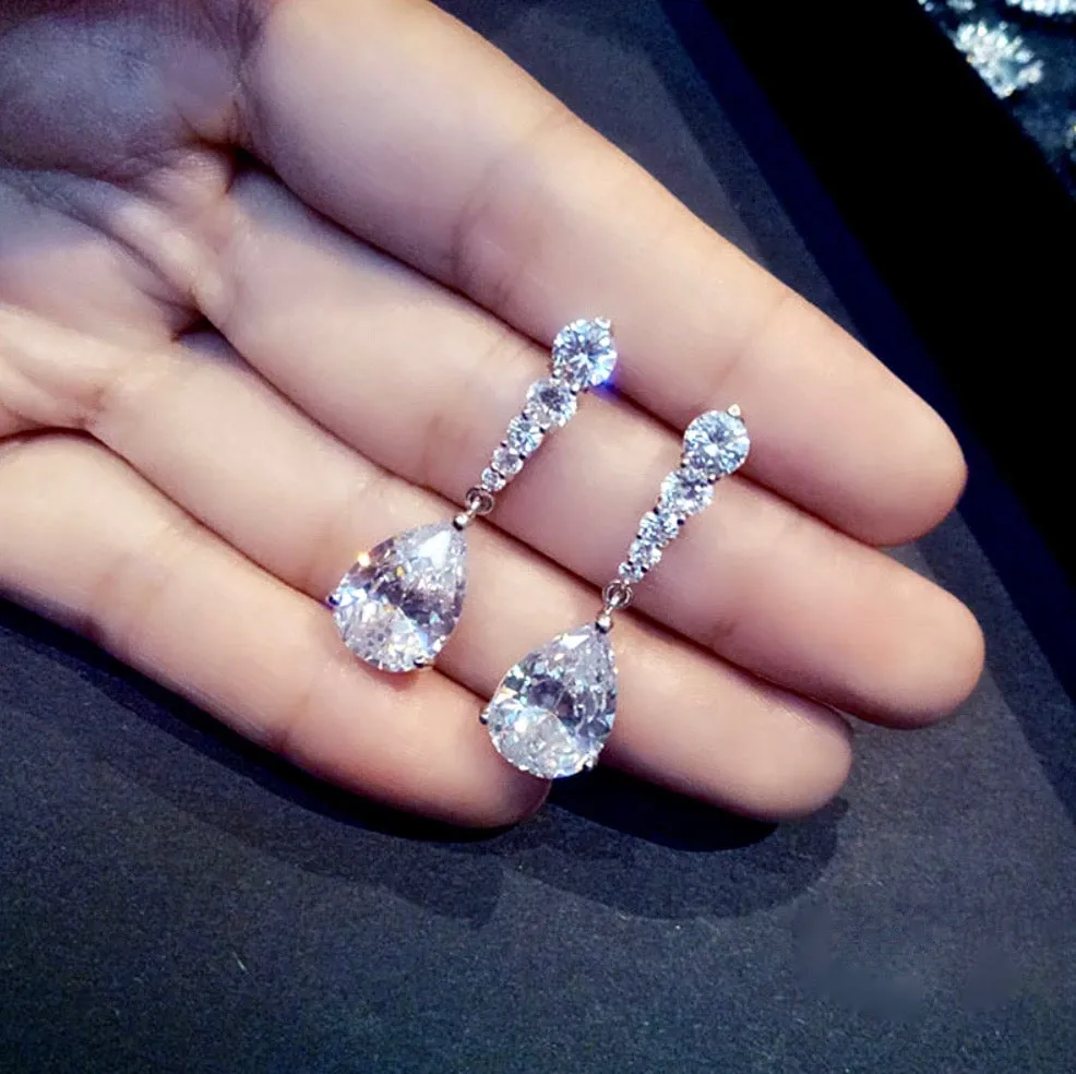 "Lara" - Silver Cubic Zirconia Bridal Earrings