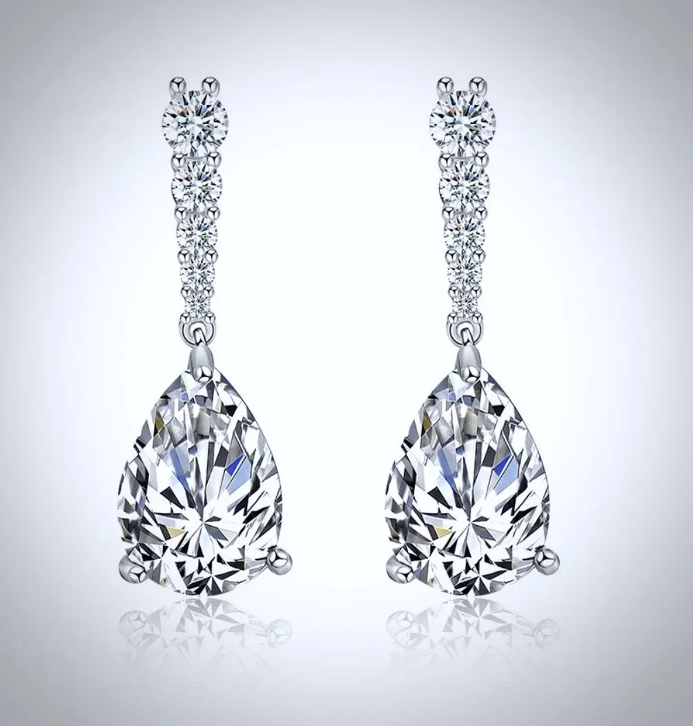 "Lara" - Silver Cubic Zirconia Bridal Earrings