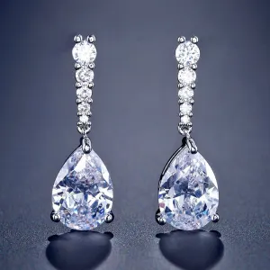 "Lara" - Silver Cubic Zirconia Bridal Earrings