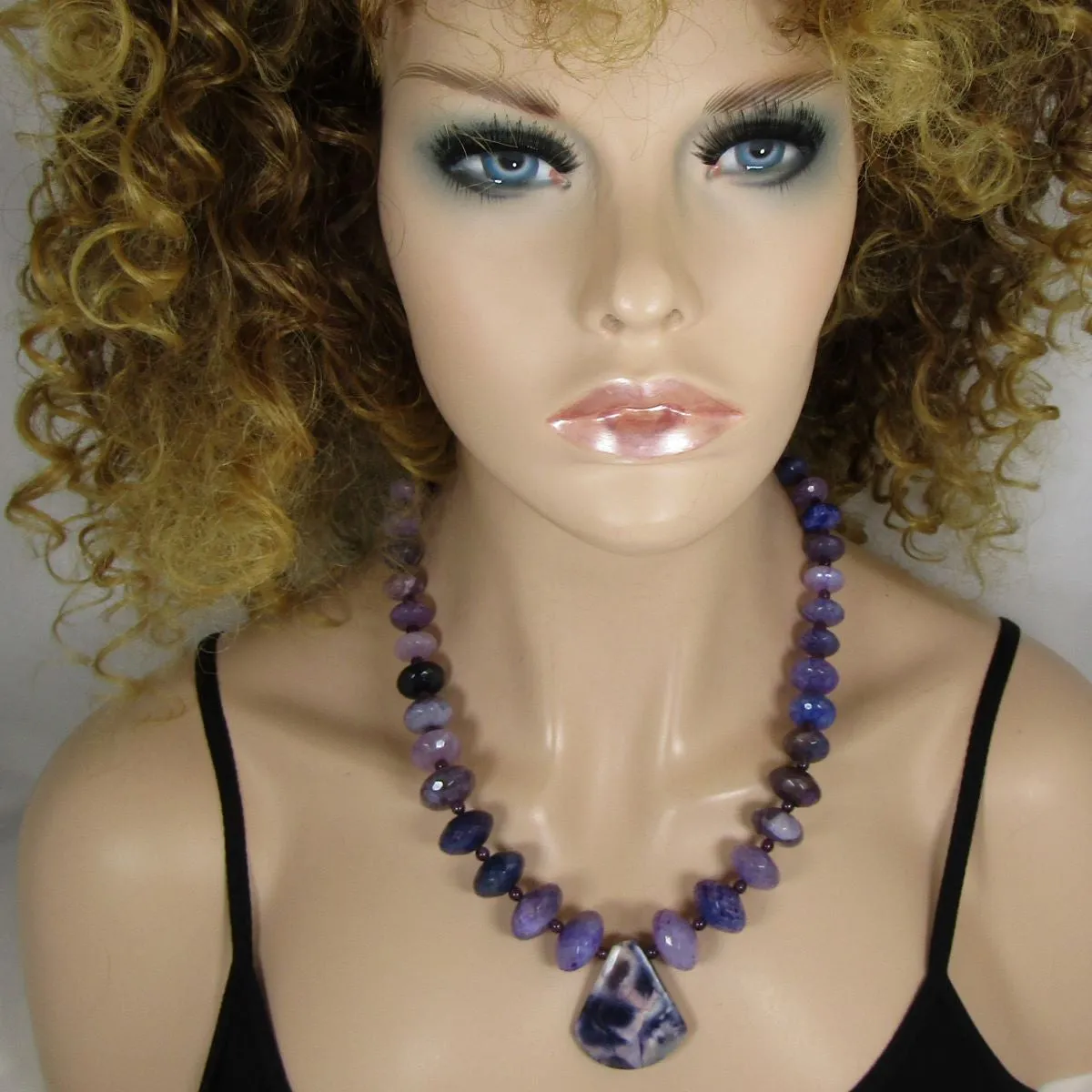 Rare Purple Opalite and Purple Agate Necklace & Earrings Set