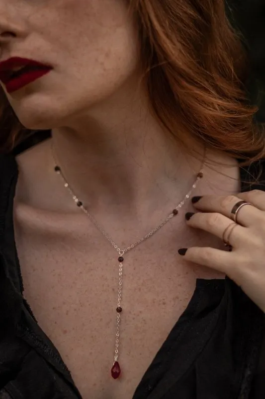 Red Garnet Halloween Single Drop Necklace