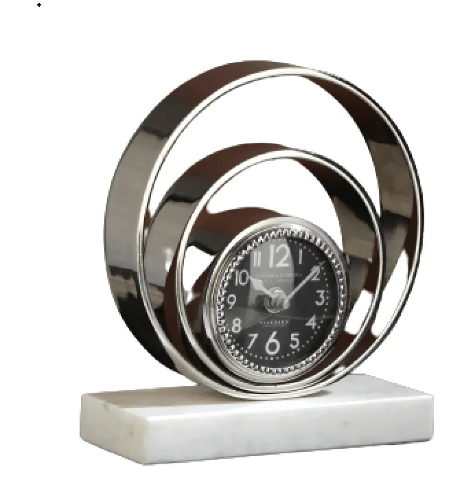 Rings Of Saturn Desk Clock in Marble & Silver Finish