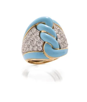 Rope Ring, Light Blue Enamel