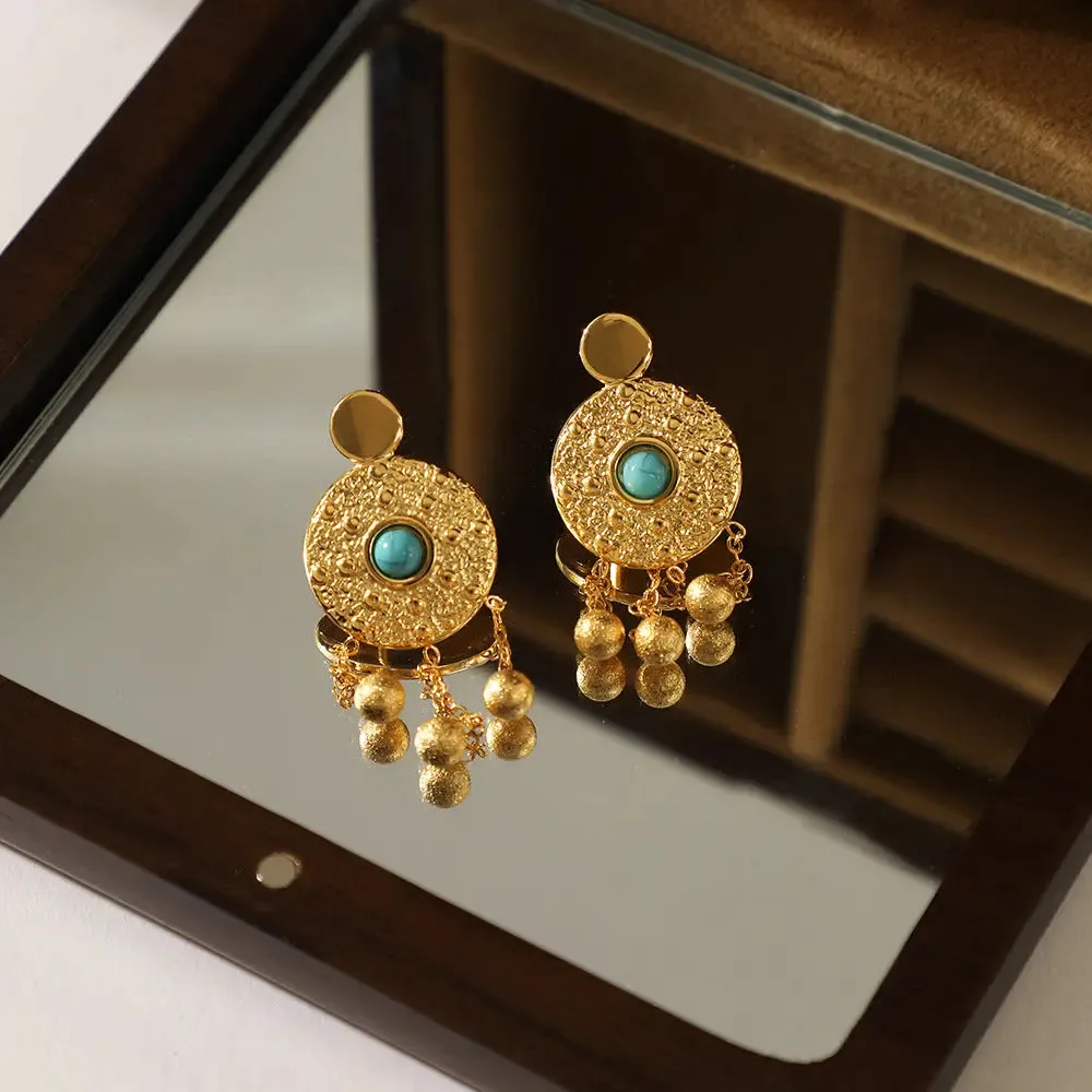 Round Tapped Gold Disc Earrings