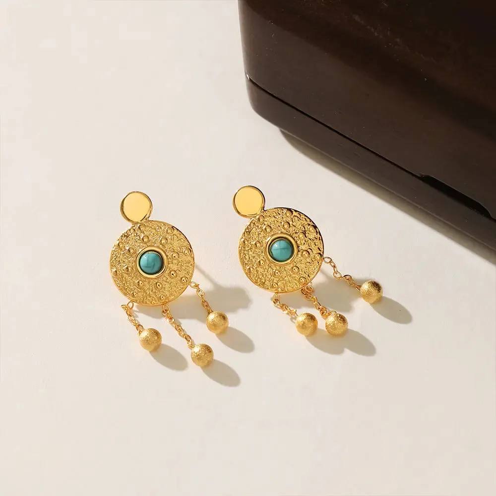 Round Tapped Gold Disc Earrings