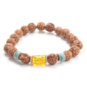 Rudraksha Beads Six Words Mantra Charm Bracelet