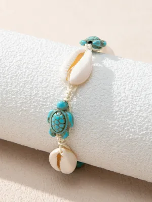 Sea Turtle & Shell Decor Bracelet Women Bracelet Stackable Bracelet Crafted