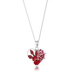 Shrieking Violet® Sterling Silver Poppy Rose Heart Pendant Necklace