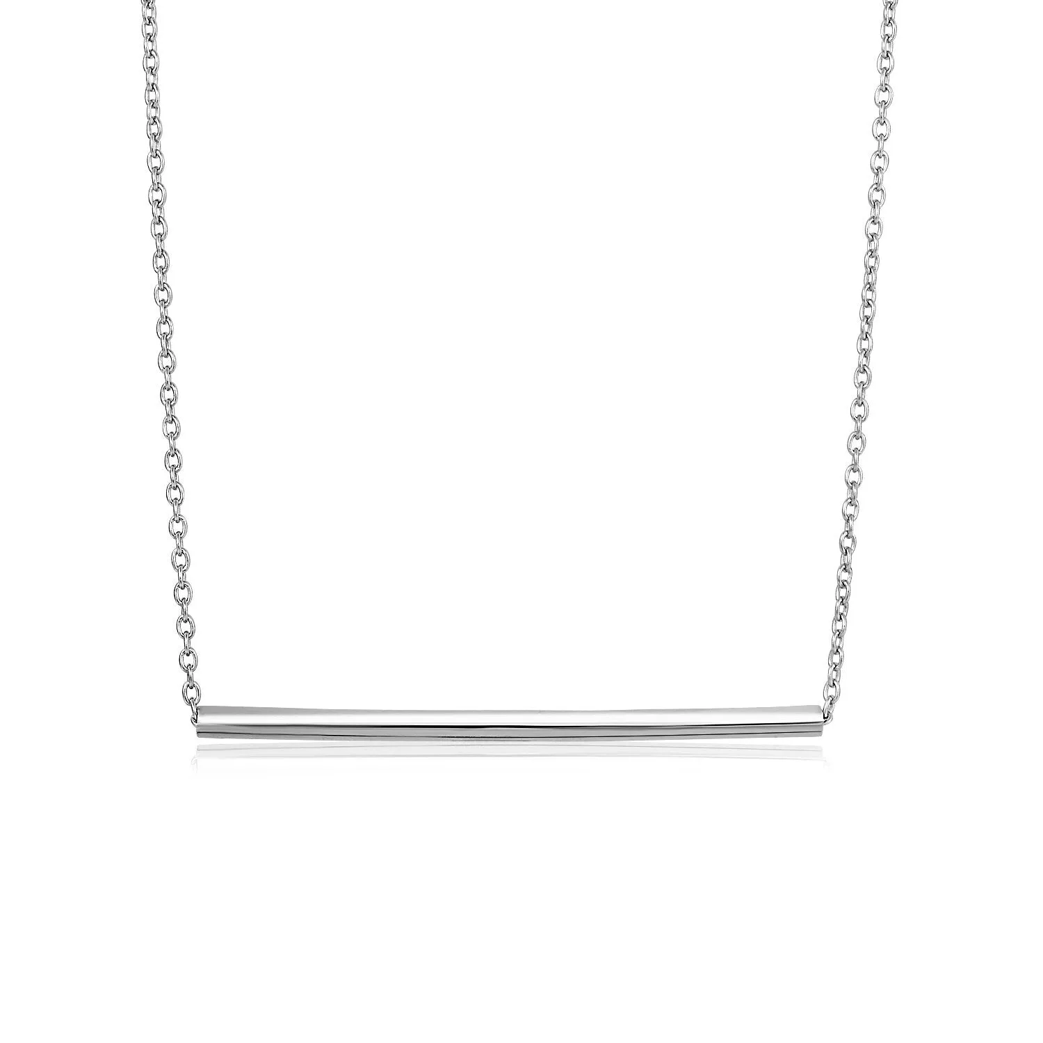 Size: 18'' - Sterling Silver Polished Straight Bar Necklace