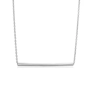 Size: 18'' - Sterling Silver Polished Straight Bar Necklace