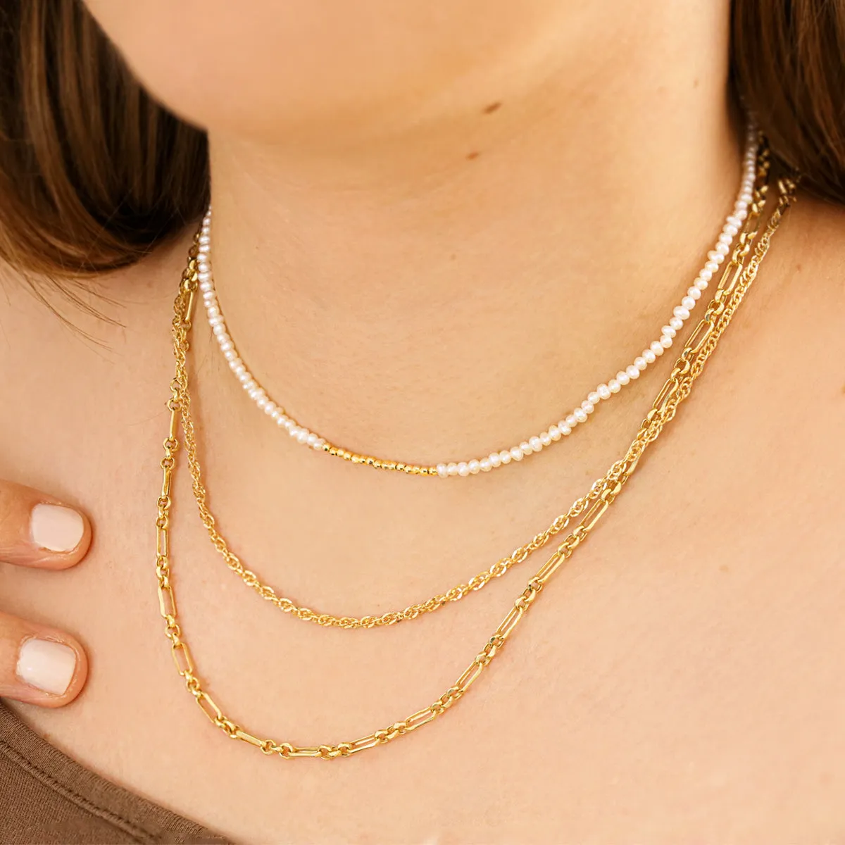 Soleil Collection Singapore Chain Necklace | 9K Solid Yellow Gold