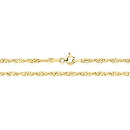 Soleil Collection Singapore Chain Necklace | 9K Solid Yellow Gold