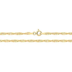 Soleil Collection Singapore Chain Necklace | 9K Solid Yellow Gold