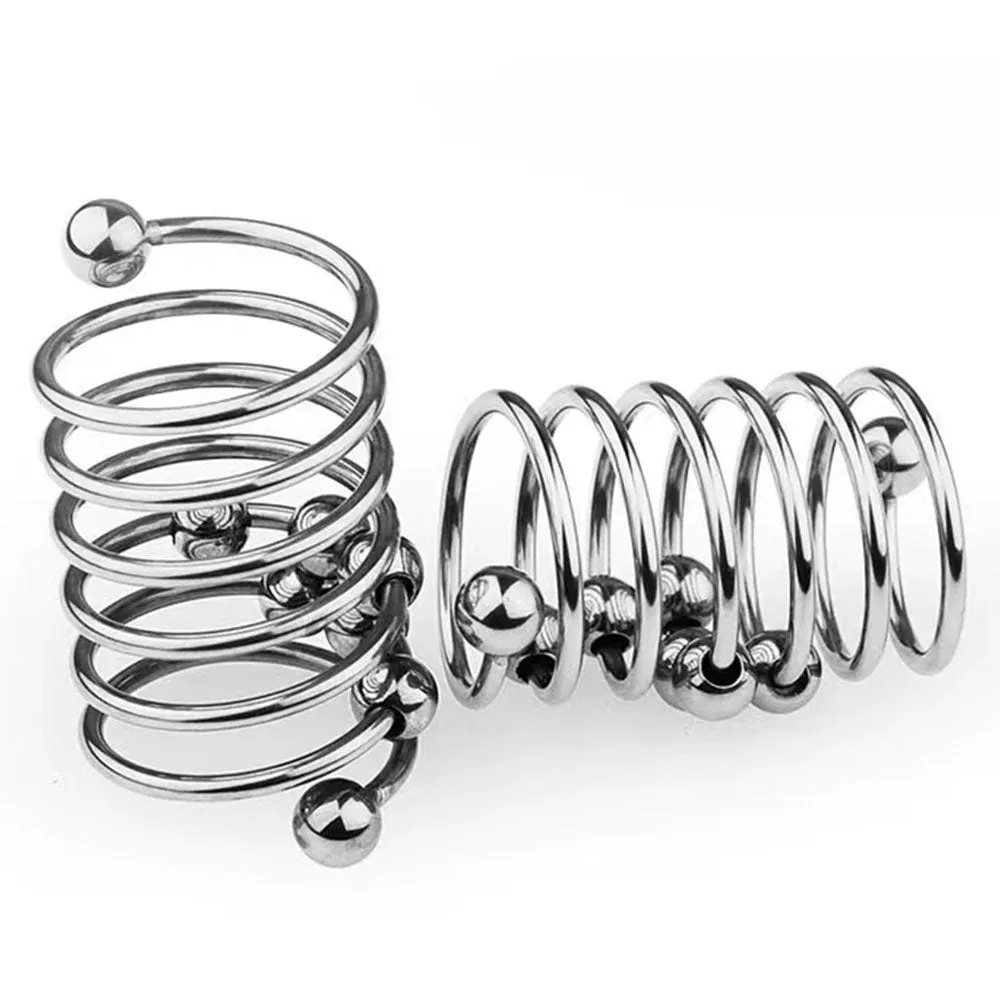 Stainless Steel Cock Rings - Metal Beads Penis Massage Delay Ejaculation Sex Toys for Men