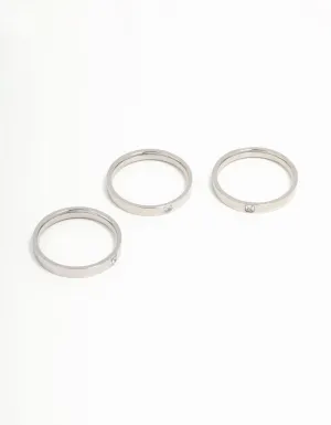 Stainless Steel Cubic Zirconia Rings 3-Pack