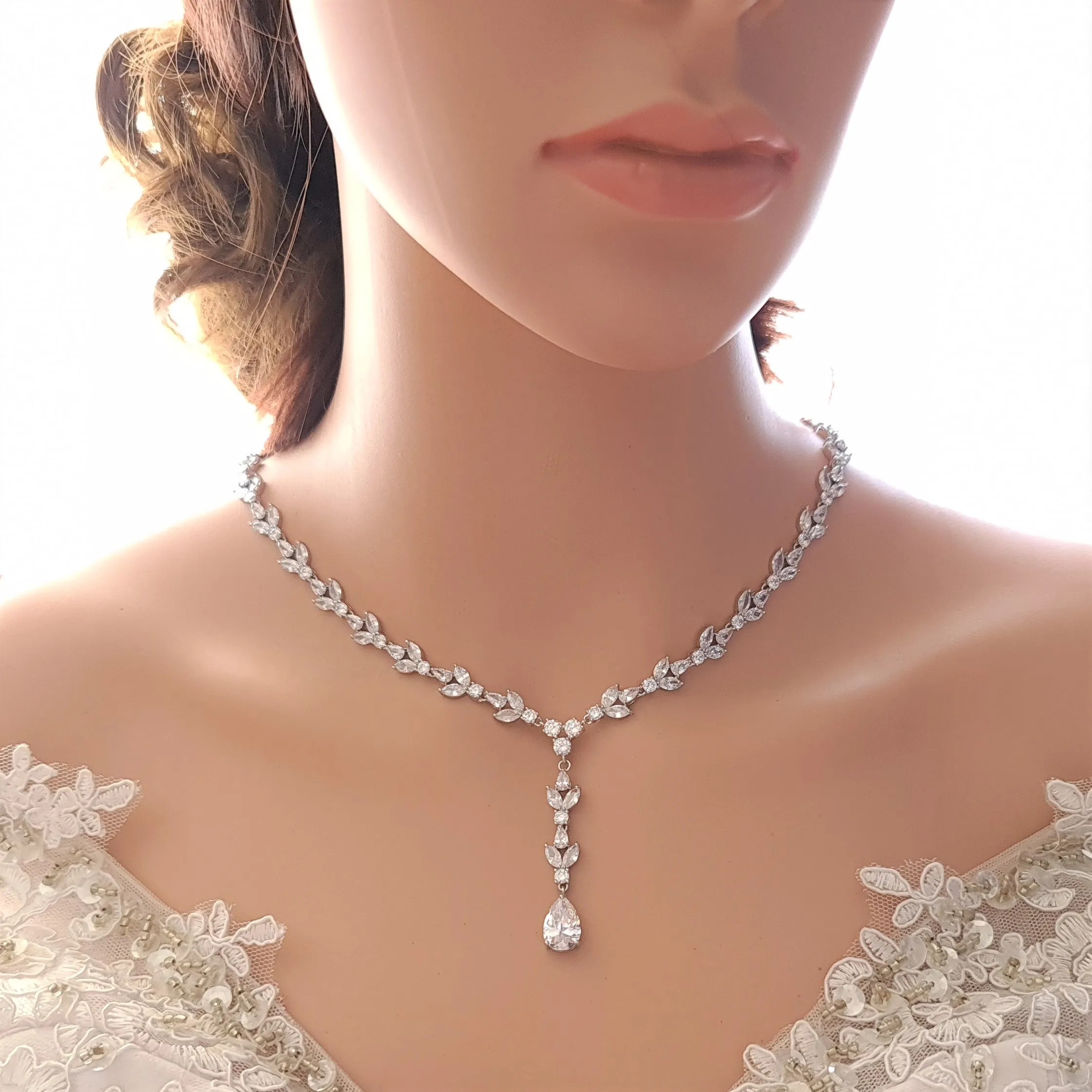 Statement Wedding Necklace With or Without Backdrop-Anya