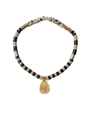 Stone Intention Charm Bracelet - Dalmatian Jasper/Gold