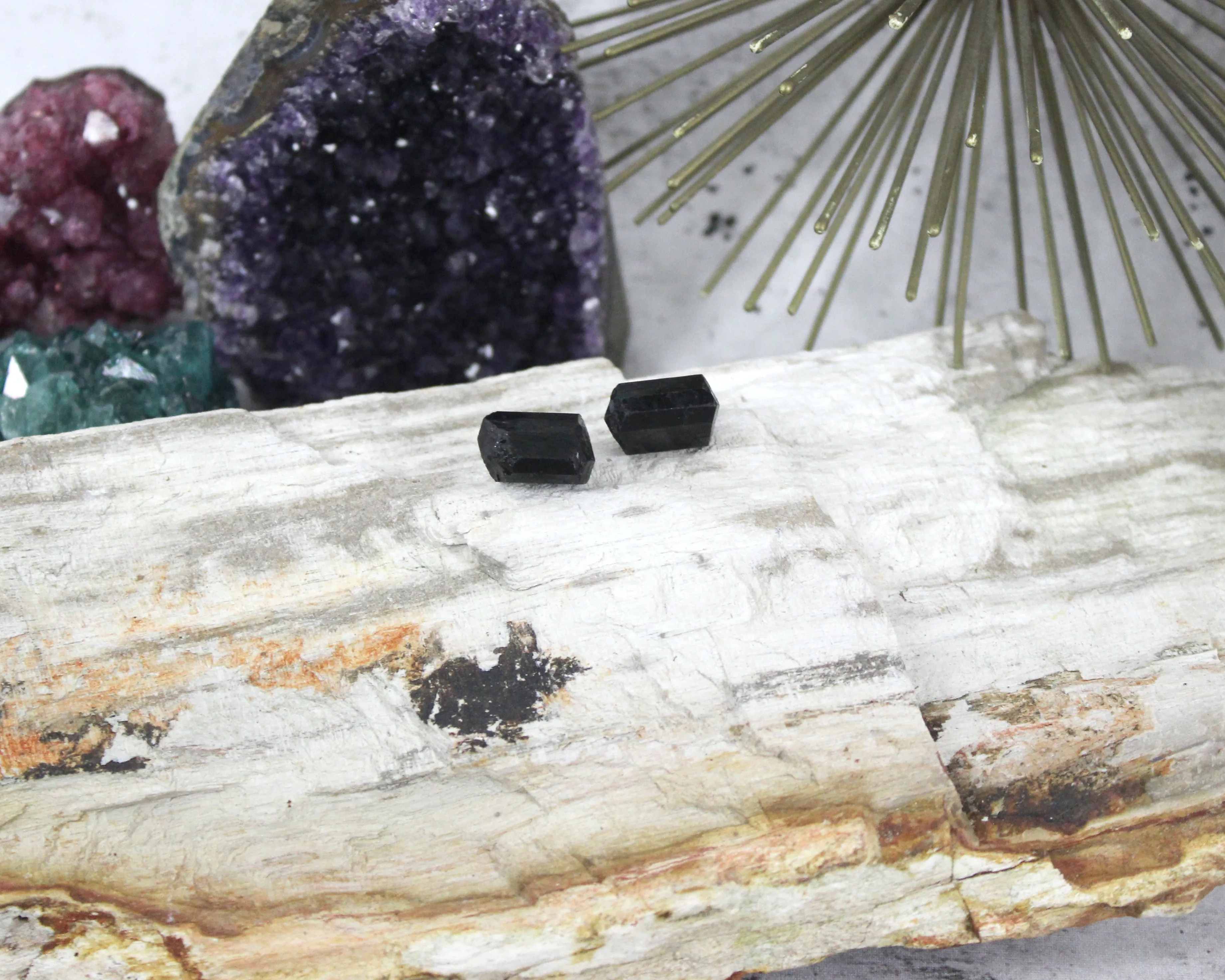 Strong Within // Black Tourmaline Stud Earrings, 24k Gold Plated, Natural Stone Jewelry // BH-E006