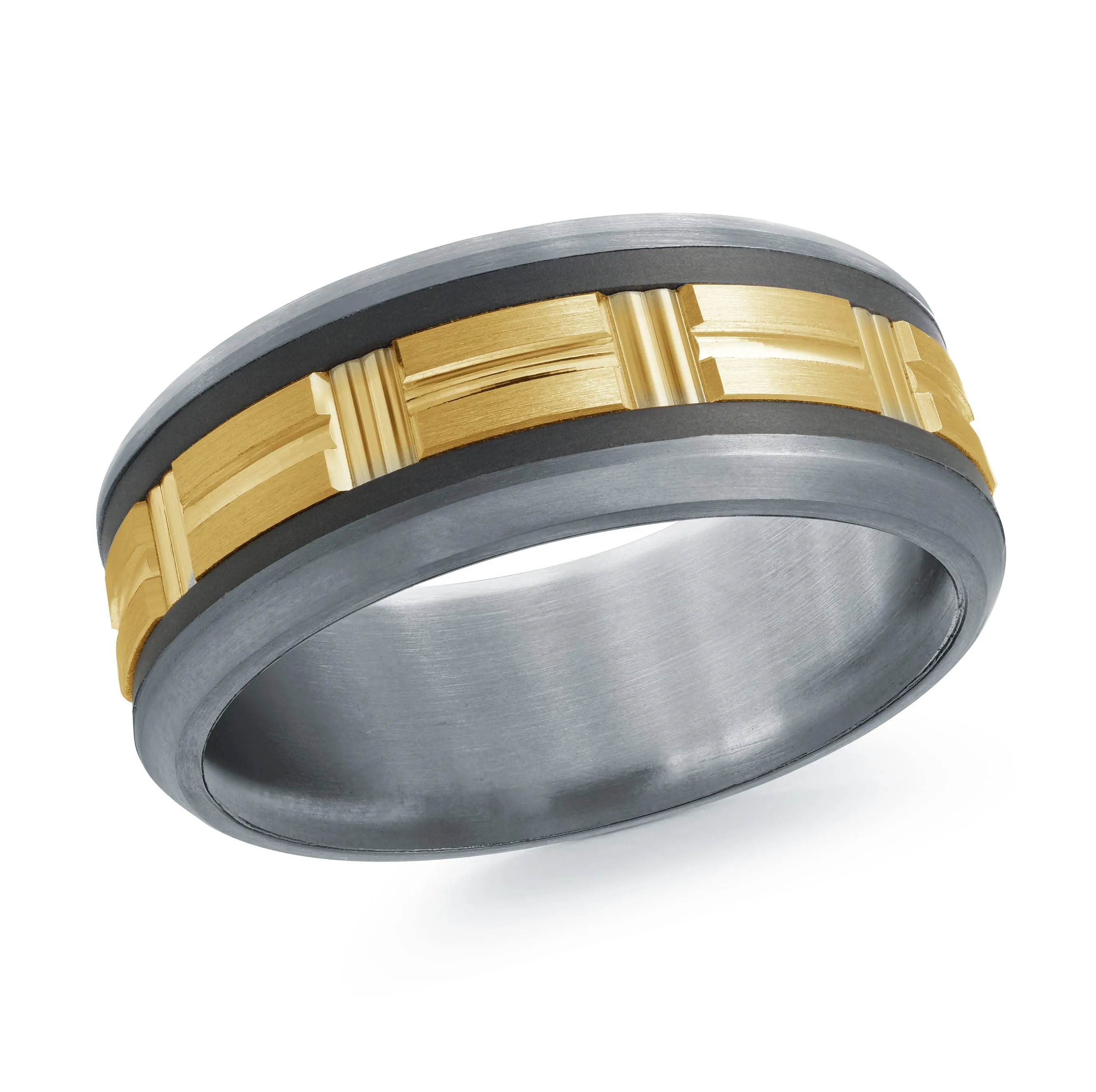 Tantalum with Carbon Fiber and 14K Yellow Gold Ring from the Tantalum Collection by Malo - MRDTC-008-8BY