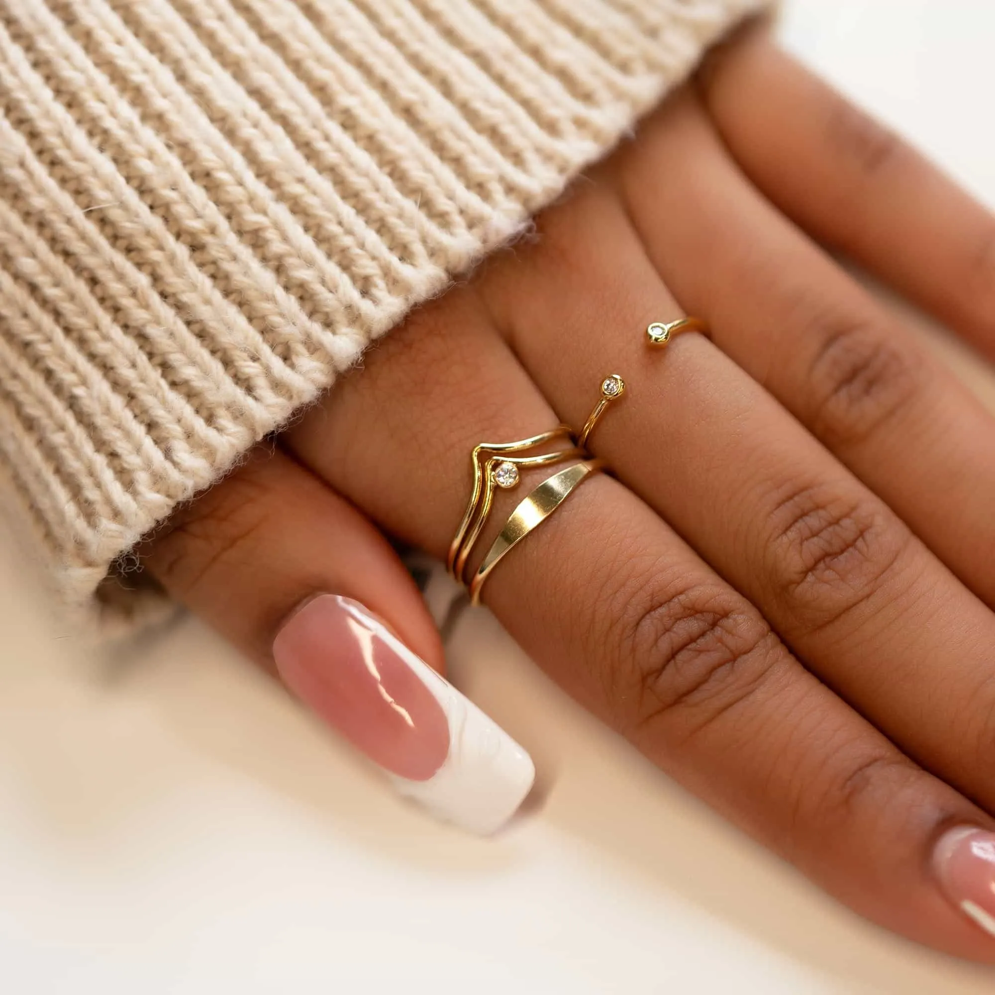 Tiny Pavé Chevron Ring