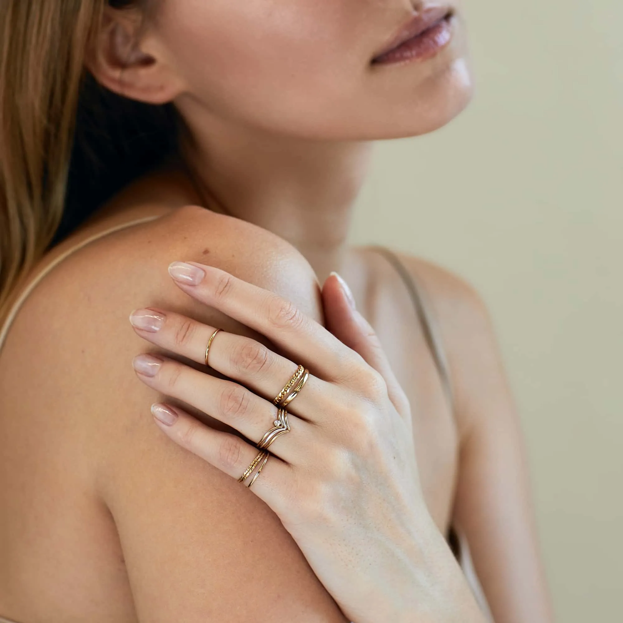 Tiny Pavé Chevron Ring