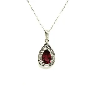 Tourmoline  And Diamond Halo Drop Pendant Ad No.0591