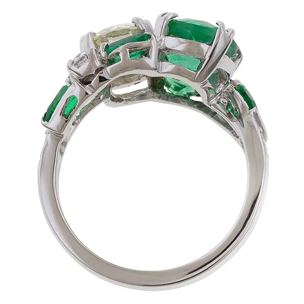 Vintage Emerald & Diamond Bypass Ring