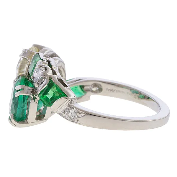 Vintage Emerald & Diamond Bypass Ring