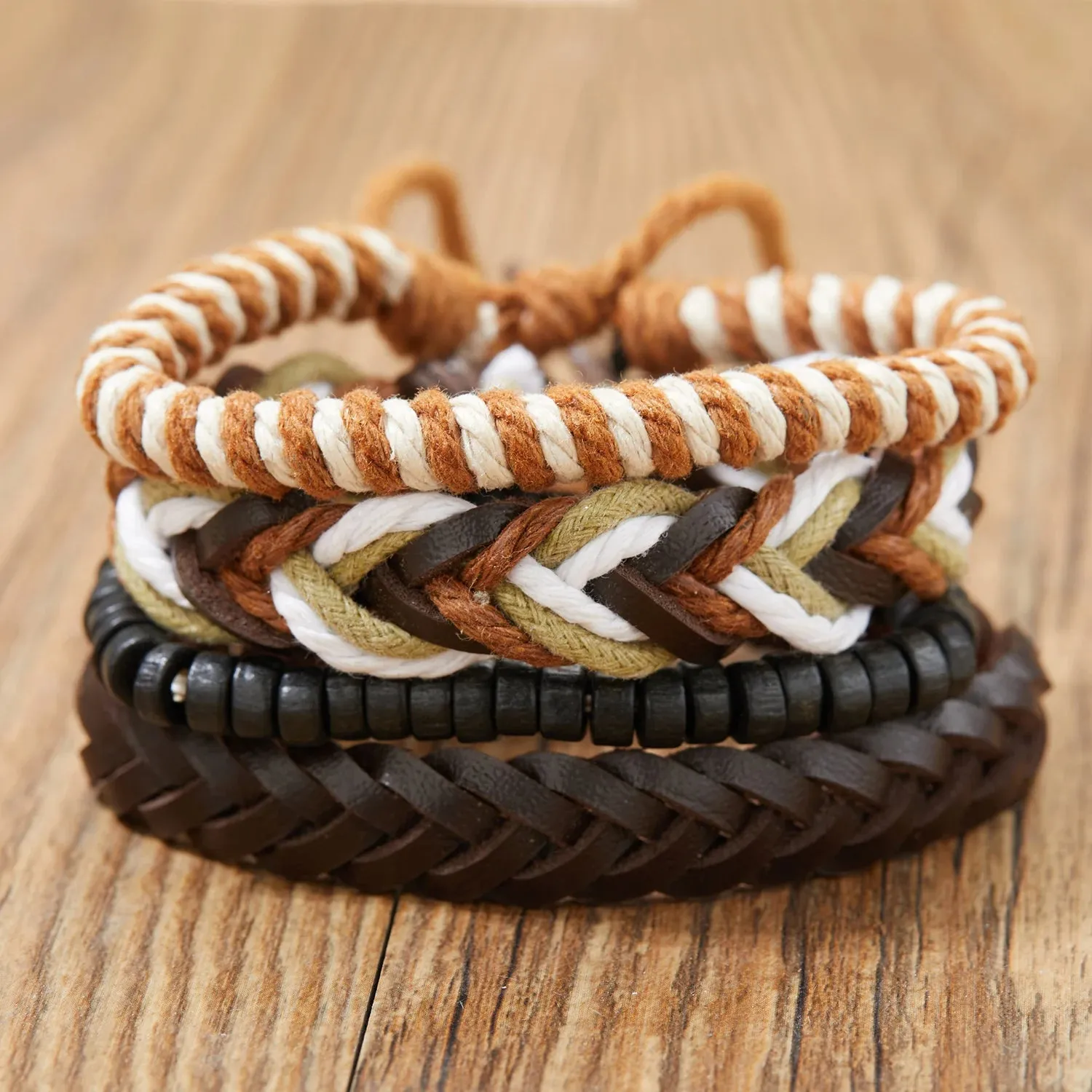 Vintage Multiple Layers Leather Bracelet Set For Women Men Leaf Feather Handmade Braided Wrap Charm Bracelet Jewelry Accessories