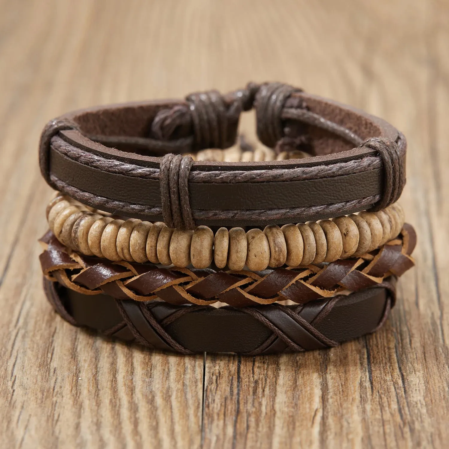 Vintage Multiple Layers Leather Bracelet Set For Women Men Leaf Feather Handmade Braided Wrap Charm Bracelet Jewelry Accessories