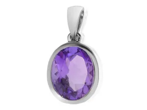 Weiß 9ct Gold 2,00 CT Oval Geschliffener Amethyst Classic Einzel Stein Anhänger an Kette