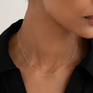 White Gold Cable Chain Necklace (16 inches) - Tyra