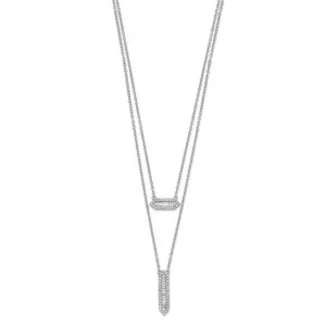 White Gold Double Strand 18in Necklace