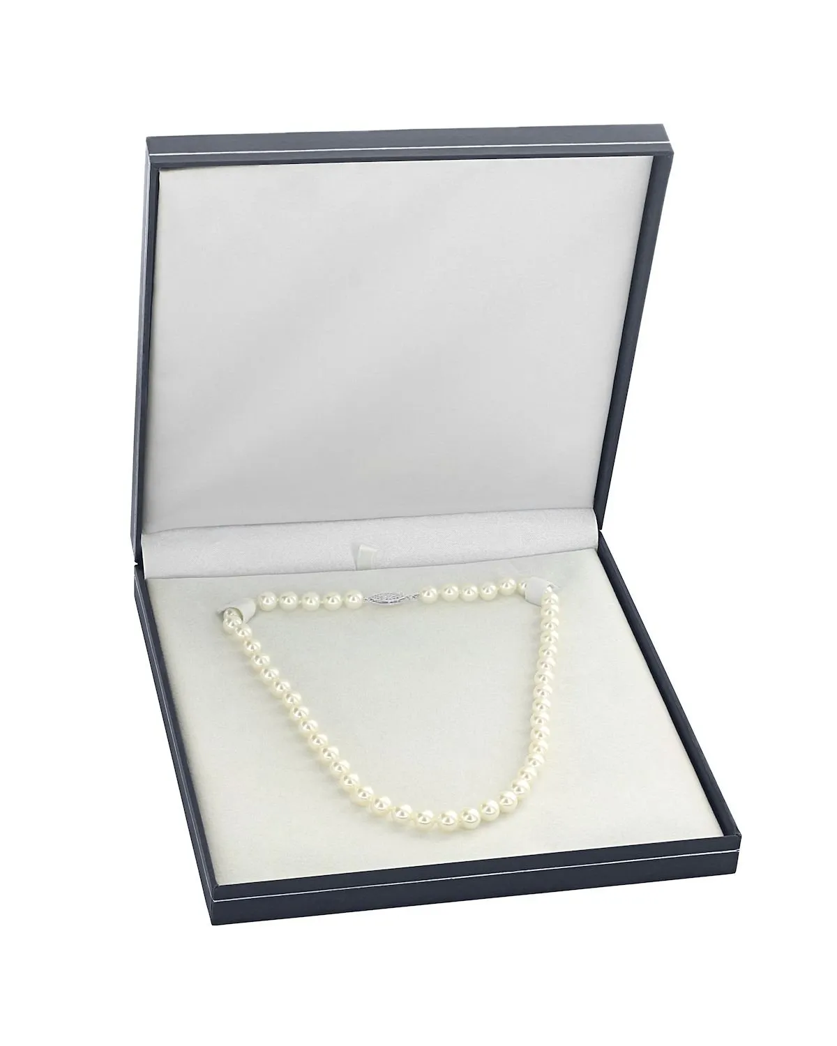 White Japanese Akoya Choker Length Pearl Necklace, 7.5-8.0mm - AAA Quality