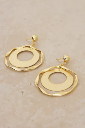 Willow Circle Drop Earrings - Gold