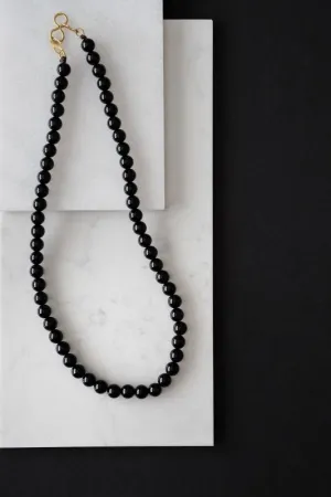 Xander Kostroma - Men's Brass and Black Onyx Crystal Necklace - Enhances Protection and Healing - Handcrafted Unique Jewelry - 46cm   Extension - Perfect Gift for Elegance and Style