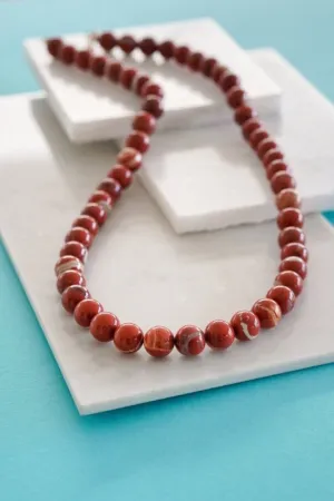 Xander Kostroma - Men's Red Jasper Necklace - Ideal for Daily Wear - Enhances Calm and Spiritual Alignment - Handcrafted Unique Jewelry - 56cm Length - Perfect Gift for Inner Peace and Style