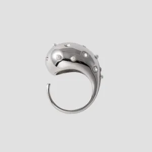 XL Teardrop Stainless Steel Pearl Gemstone Ring