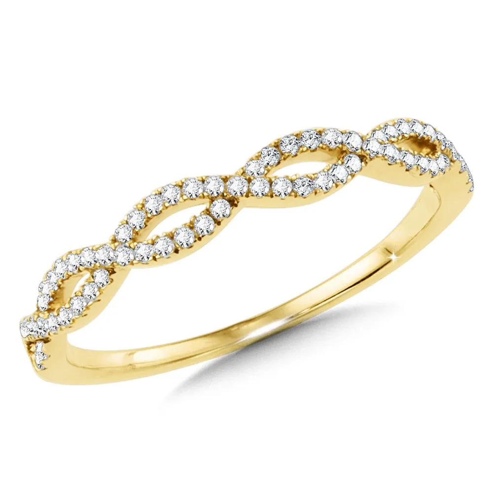 Yellow Gold Diamond Cross Over Ring