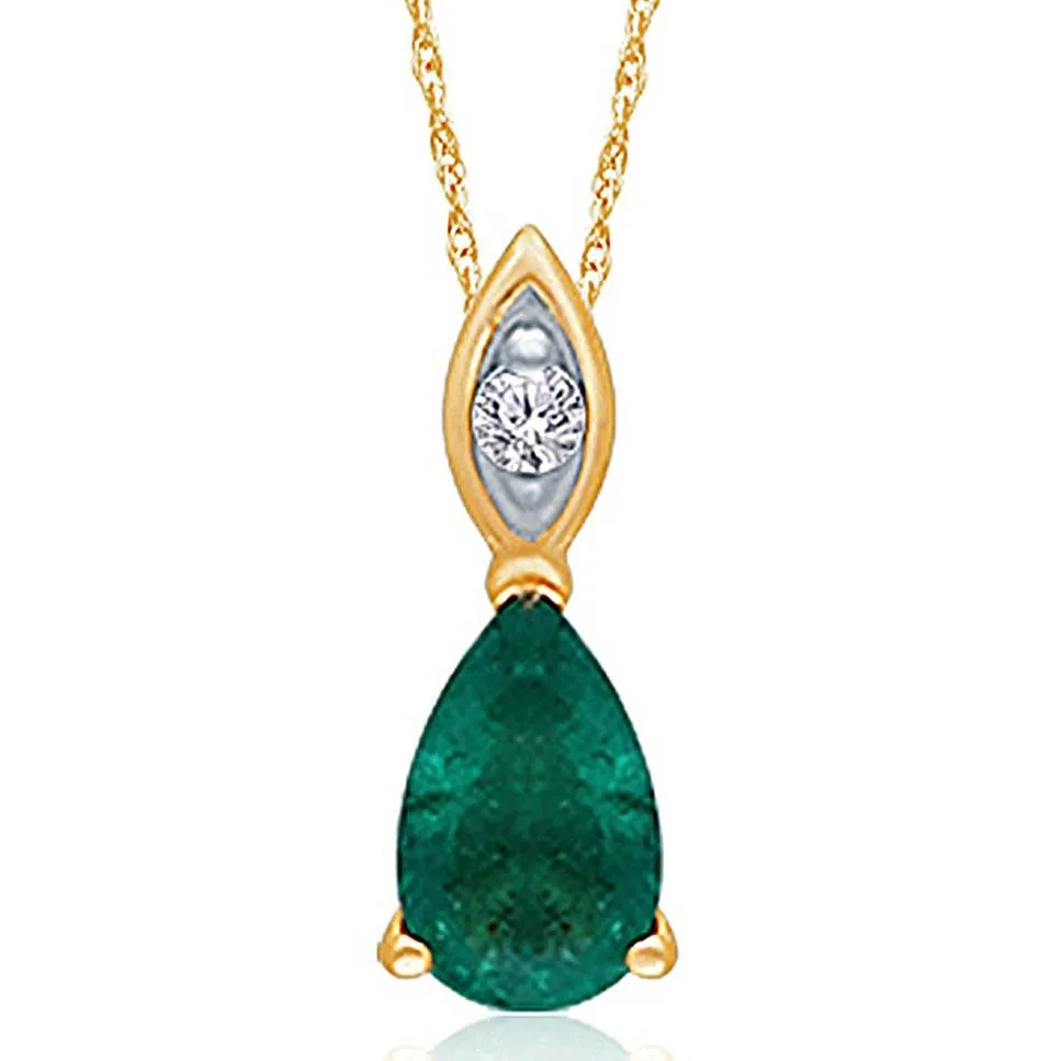 Yellow Gold Emerald & Diamond Heirloom Pendant